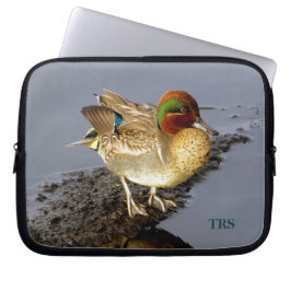 Green Wing Aquamarin Duck Laptop Sleeve mit Initia