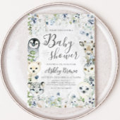 Green Winter Arctic Animals Baby Dusche Einladung
