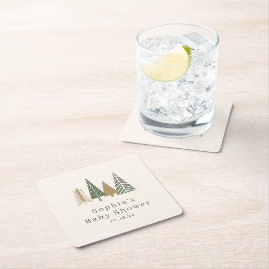 Green Winter Baby Dusche Rechteckiger Pappuntersetzer (Vor Ort)