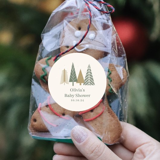 Green Winter Baby Dusche Runder Aufkleber