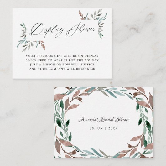 Green Winter Brautparty Display Dusche Begleitkarte (Vorne/Hinten)