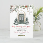 Green Winter Christmas New Address Announcement Einladung (Stehend Vorderseite)