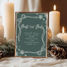 Green Winter Coquette Books for Baby Sign Einladung