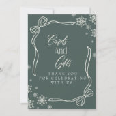 Green Winter Coquette Cards and Gifts Table Sign Einladung (Vorderseite)