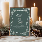 Green Winter Coquette Cards and Gifts Table Sign Einladung