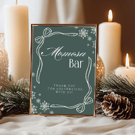 Green Winter Coquette "Momosa" Mimosa Tafelschild Einladung