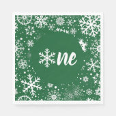 Green Winter First Birthday Snowflake One Napkins Serviette (Vorderseite)