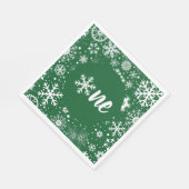 Green Winter First Birthday Snowflake One Napkins Serviette (Ecke)