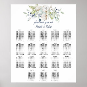 Green Winter Floral Seekarte aus dunkelblauem Sage Poster