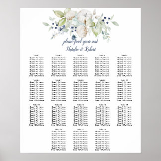 Green Winter Floral Seekarte aus dunkelblauem Sage Poster