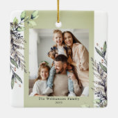 Green Winter Foliage Foto Weihnachten Keramikornament (Rückseite)