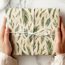 Green Winter Foliage Kraft Geschenkpapier