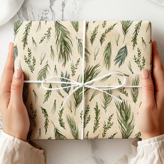 Green Winter Foliage Kraft Geschenkpapier