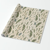 Green Winter Foliage Kraft Geschenkpapier (Ungerollt)