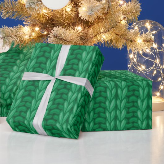 Green Winter Knitting Wooly Muster Geschenkpapier (Feiertage)