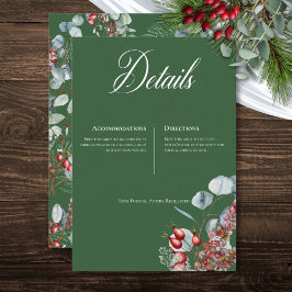 Green Winter Pine Berries Eucalyptus Wedding Begleitkarte