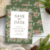 Green Winter Save the Date Card