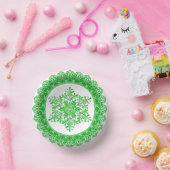 Green Winter Snowflake Lace Edge Pappteller (Party)