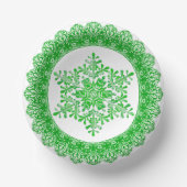 Green Winter Snowflake Lace Edge Pappteller (Vorderseite)