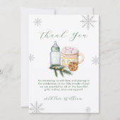 Green Winter Snowflake S'more Cookie Baby Shower Dankeskarte (Vorderseite)