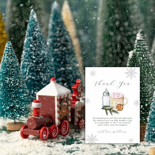 Green Winter Snowflake S'more Cookie Baby Shower Dankeskarte