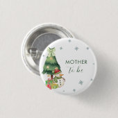 Green Winter Snowman Mother To Be Baby Shower Button (Vorne & Hinten)