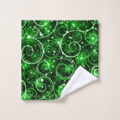 Green Winter Swirl Badhandtuch Set (Waschlappen)