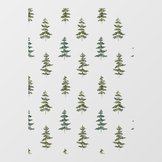 Green Winter Tree Muster Fensteraufkleber (Blatt)