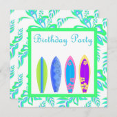 GREEN WIPEOUT PARTY EINLADUNG Surfbrett (Vorne/Hinten)