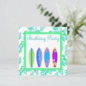 GREEN WIPEOUT PARTY EINLADUNG Surfbrett (Stehend Vorderseite)