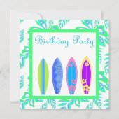 GREEN WIPEOUT PARTY EINLADUNG Surfbrett (Vorderseite)