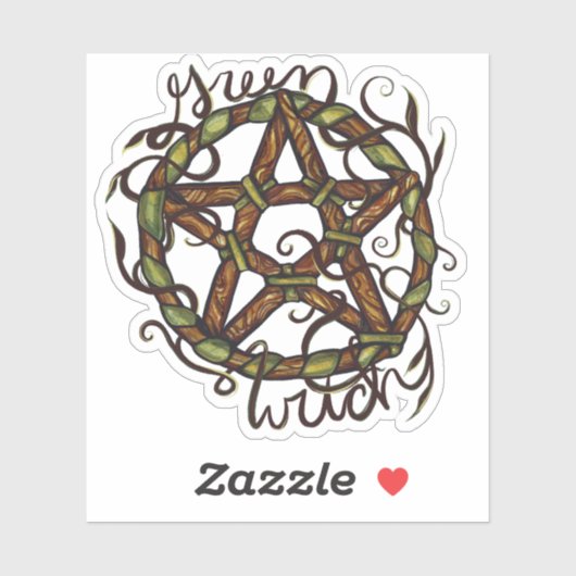 Green Witch Earth Pentacle Art                     Aufkleber (Blatt)