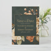 Green Witch Floral Save the Date Card (Stehend Vorderseite)
