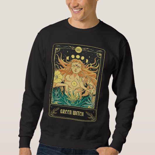Green Witch Tarot Card Pagan Wicca Wiccan Retro Vi Sweatshirt (Vorderseite)