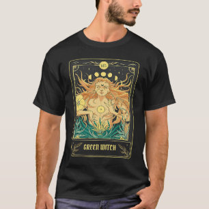 Green Witch Tarot Karte Pagan Wicca Wiccan Retro V T-Shirt