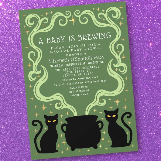 Green Witchy Baby is Brewing Baby Shower  Einladung