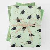 Green with Gold Foil Akzente Set von 3 Abschluss Geschenkpapier Set (Beispiel)