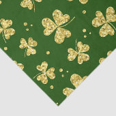 GREEN WITH GOLD GLITTER LOOK IRISH SHAMROCKS SEIDENPAPIER (Ausschnitt)