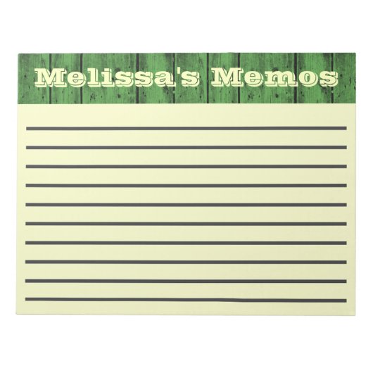 Green Wood Planks Large Memo Pad Notizblock (Vorderseite)
