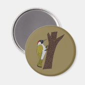 Green Woodpecker Illustration Magnet (Vorderseite/Rückseite)