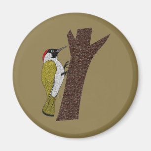 Green Woodpecker Illustration Magnet