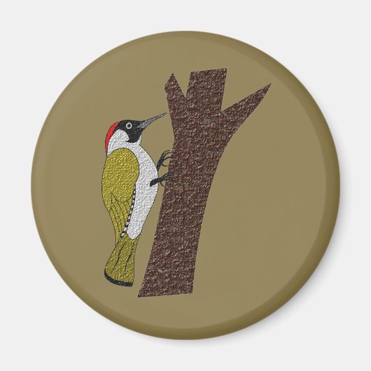 Green Woodpecker Illustration Magnet (Vorne)