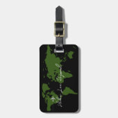 Green World Map mit Namen zur Identifizierung von  Gepäckanhänger (Vorderseite vertikal)