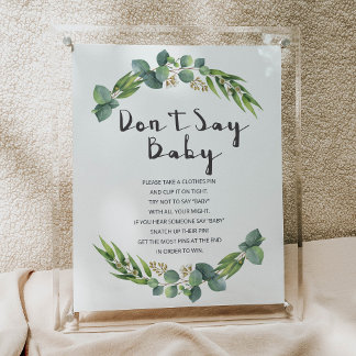 Green Wreath Baby Duschzeichen Say Baby nicht Poster