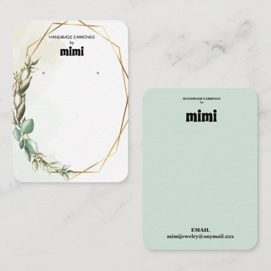 Green Wreath Earring Display Business Card Visitenkarte (Vorne/Hinten)