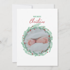 Green-Wreath-Minimalistisch-Foto-Urlaubskarte Feiertagskarte