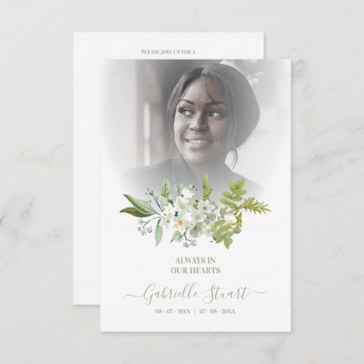 Green Wreath Photo Funeral Service Dear Ones (Vorne/Hinten)