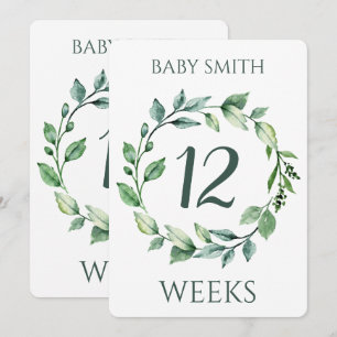 Green Wreath Pregnancy Meilenstein Card Feiertagskarte