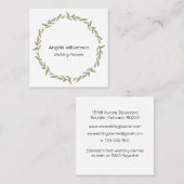 Green Wreath Square Business Card Quadratische Visitenkarte (Vorne/Hinten)