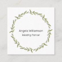 Green Wreath Square Business Card